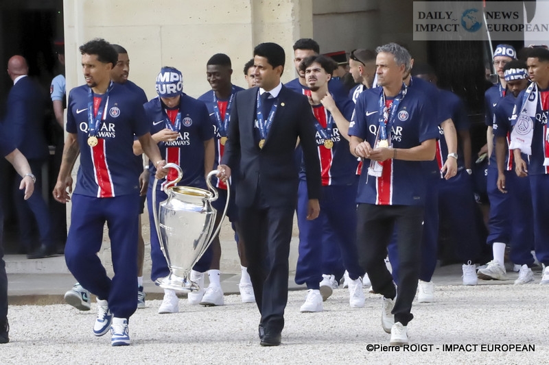 37-PSG-champion-dEurope PSG, European Champions: Emmanuel Macron Welcomes the European Champions at the Élysée Palace