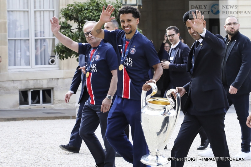 43-PSG-champion-dEurope PSG, European Champions: Emmanuel Macron Welcomes the European Champions at the Élysée Palace