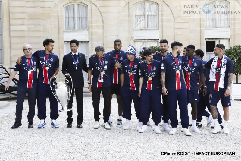 45-PSG-champion-dEurope PSG, European Champions: Emmanuel Macron Welcomes the European Champions at the Élysée Palace