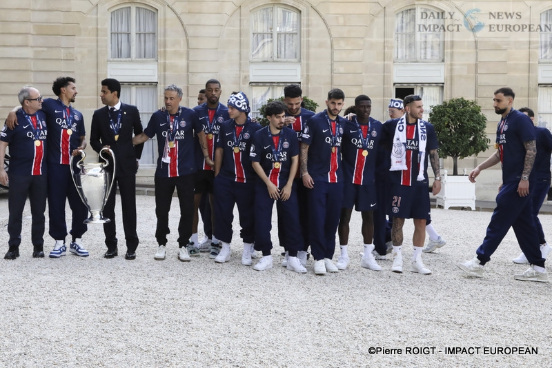 46-PSG-champion-dEurope PSG, European Champions: Emmanuel Macron Welcomes the European Champions at the Élysée Palace