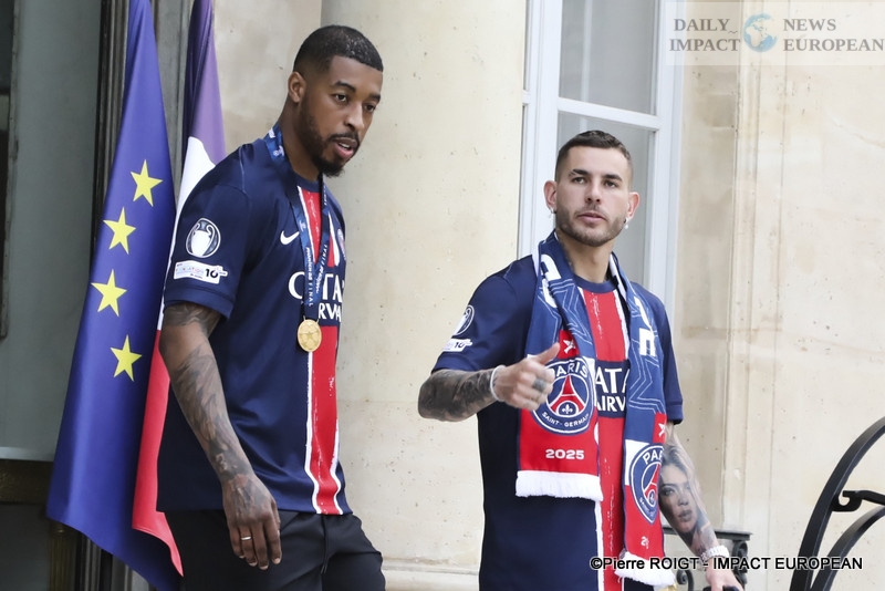 59-PSG-champion-dEurope PSG, European Champions: Emmanuel Macron Welcomes the European Champions at the Élysée Palace