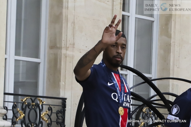 61-PSG-champion-dEurope PSG, European Champions: Emmanuel Macron Welcomes the European Champions at the Élysée Palace