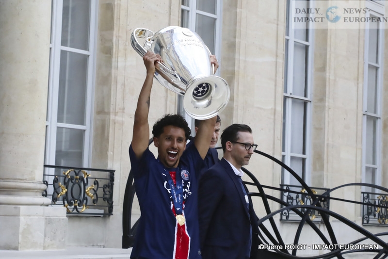 68-PSG-champion-dEurope PSG, European Champions: Emmanuel Macron Welcomes the European Champions at the Élysée Palace