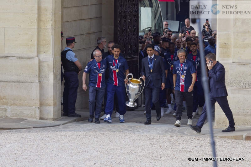 PSG-007 PSG, European Champions: Emmanuel Macron Welcomes the European Champions at the Élysée Palace