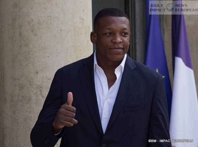 PSG-011 PSG, European Champions: Emmanuel Macron Welcomes the European Champions at the Élysée Palace