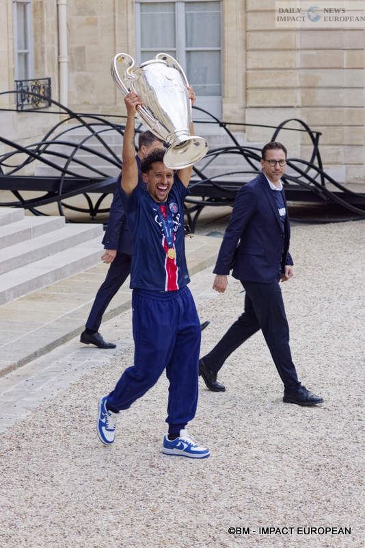 PSG-024 PSG, European Champions: Emmanuel Macron Welcomes the European Champions at the Élysée Palace