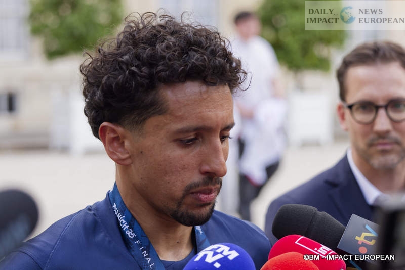 PSG-028 PSG, European Champions: Emmanuel Macron Welcomes the European Champions at the Élysée Palace