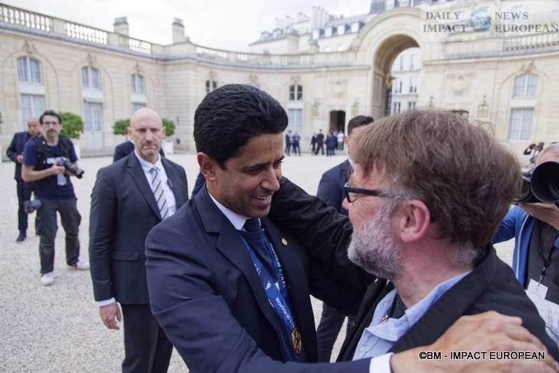 PSG-035 PSG, European Champions: Emmanuel Macron Welcomes the European Champions at the Élysée Palace