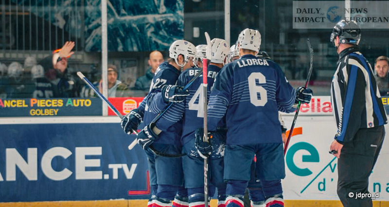 Photo of the France vs Denmark match at the 2025 4 Nations Ice Hockey Tournament