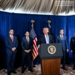 Donald Trump delivers remarks at a press conference following Operation Absolute Resolve