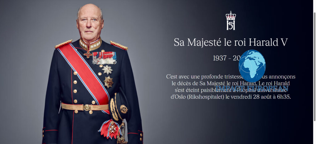 Official announcement of the death of King Harald V by the Royal House of Norway
