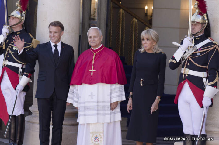 Pope Leo XIV at the Élysée Palace during his official visit to France in September 2026