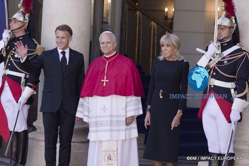 Pope Leo XIV at the Élysée Palace during his official visit to France in September 2026